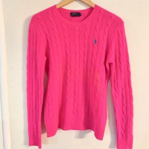 EUC Bright Pink Ralph Lauren Cable Knit Sweater